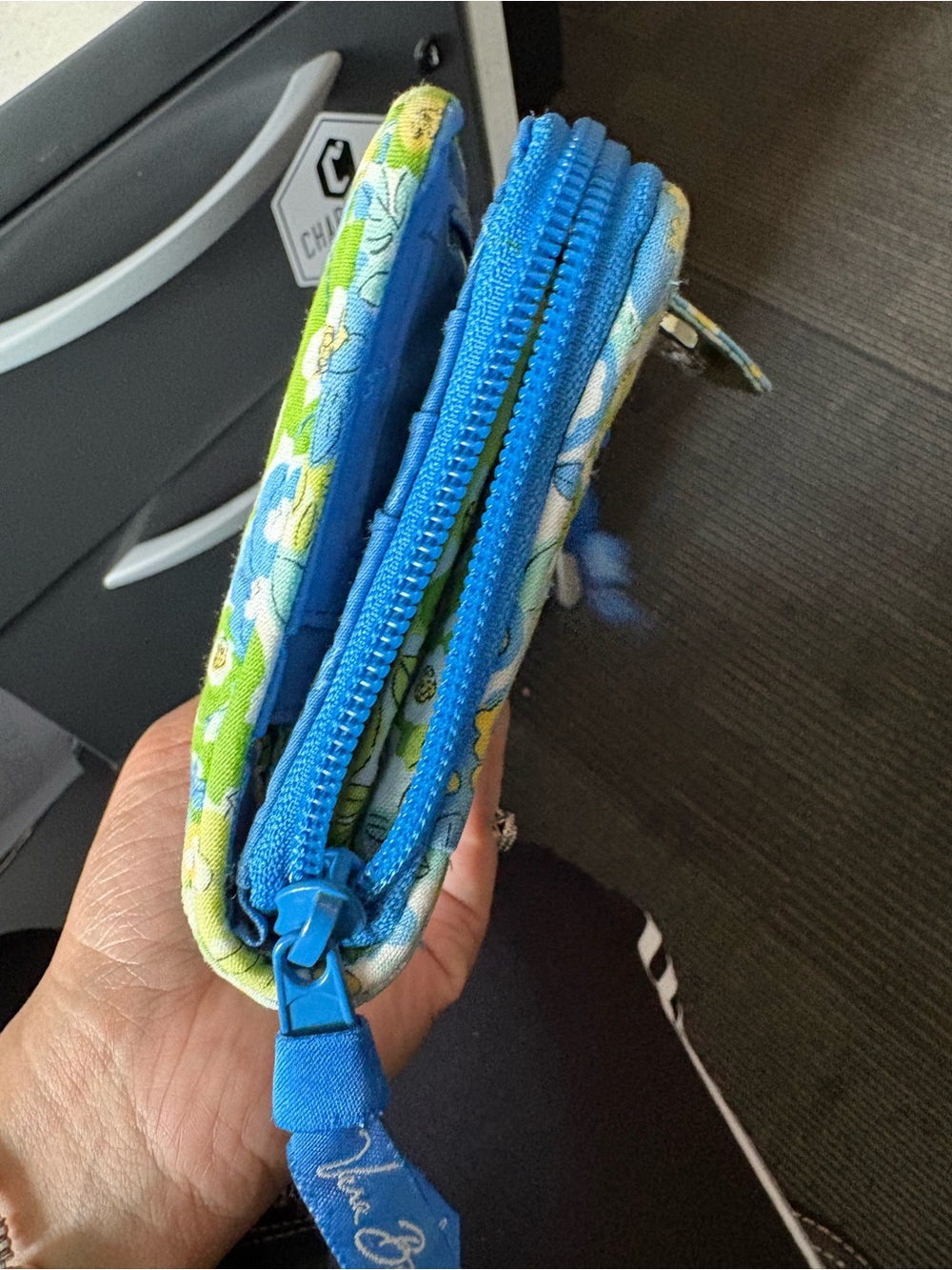Vera Bradley Blue, Green & Yellow Quilted Floral Zip Wallet - Picture 9 of 9
